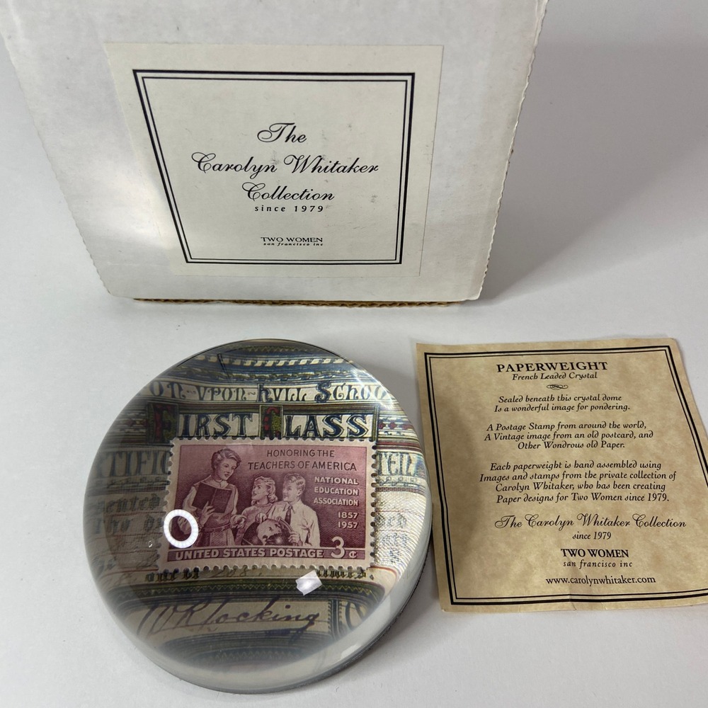Carolyn Whitaker Collection Crystal Paperweight‎ Teachers of America 1957 Stamp